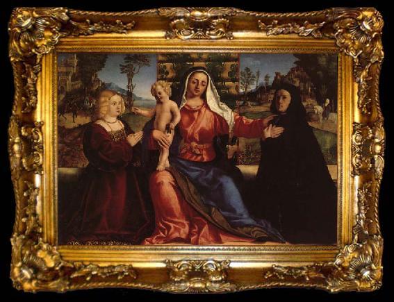 framed  Palma Vecchio Madonna and Child with Commissioners, ta009-2